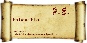 Haider Eta névjegykártya